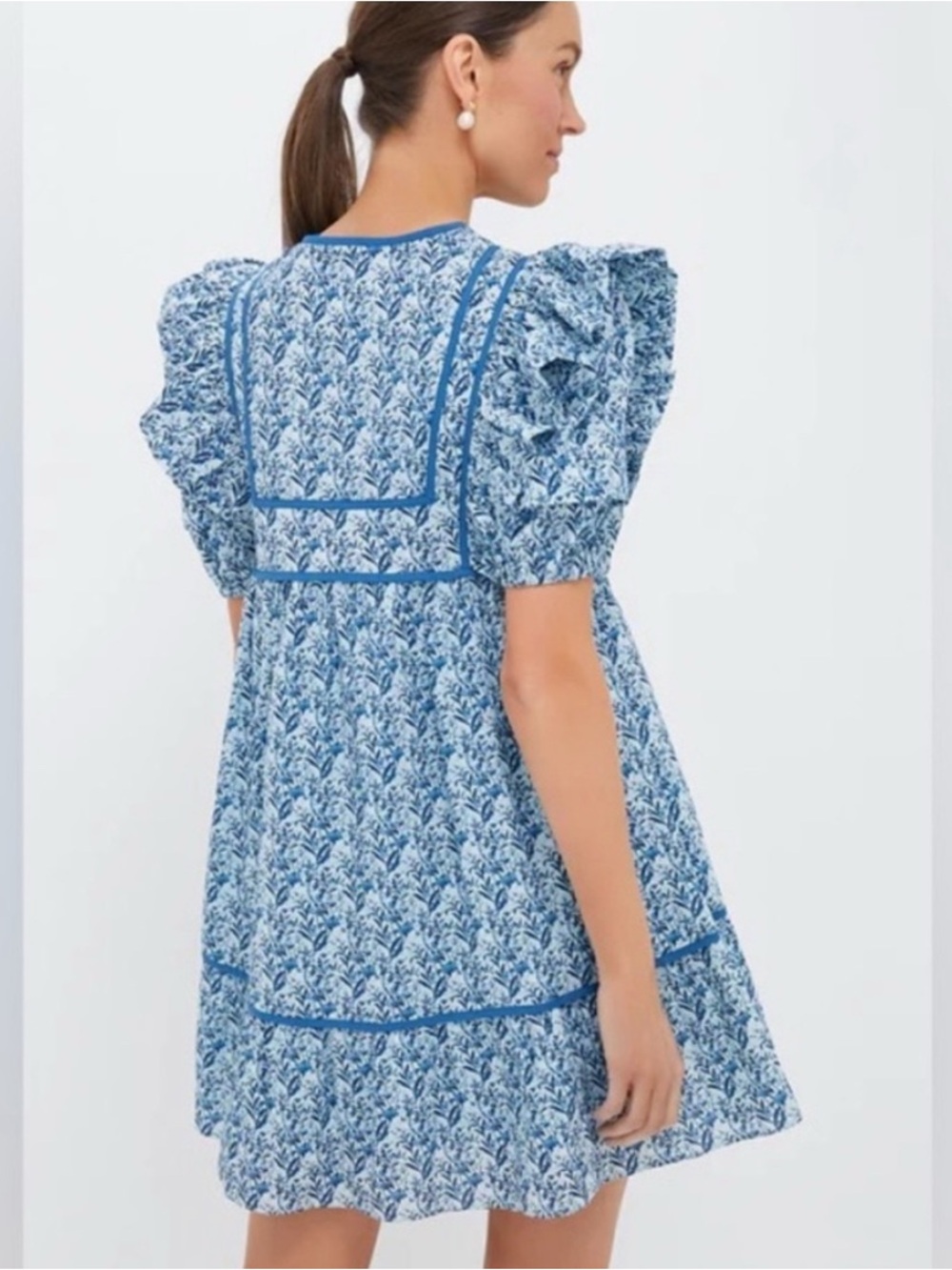 Hyacinth House, Tuckernuck, Blue Floral Rosalie Mini Dress, NWT - Picture 2 of 5